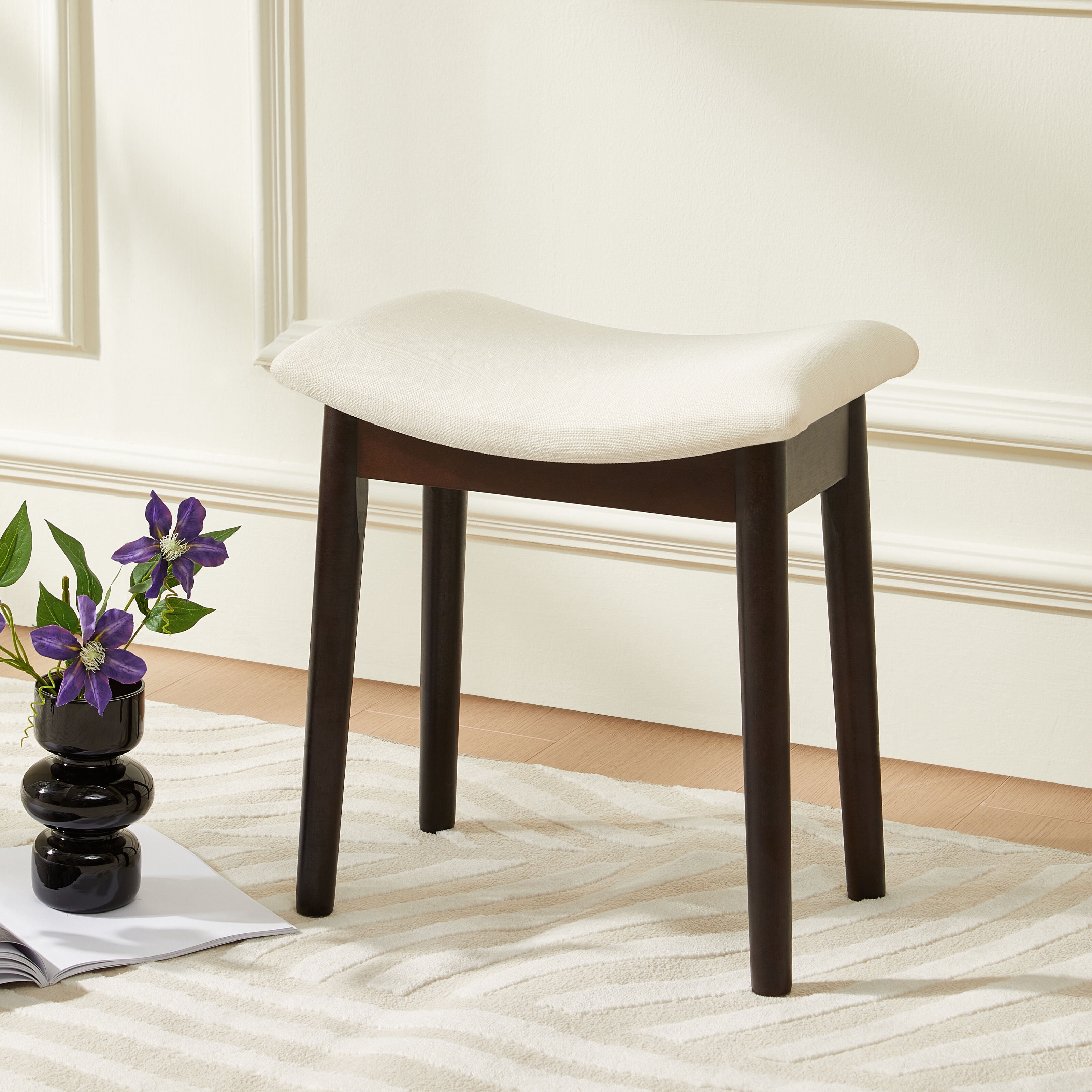 Chilihom Vanity Stool Vanity Chair 18 Inch, Saddle Cushion Ottoman ...