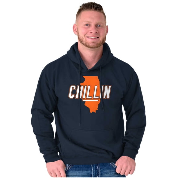 Chilin in Illinois Funny State Shape Hoodie Sweatshirt Women Men Brisco Brands M
