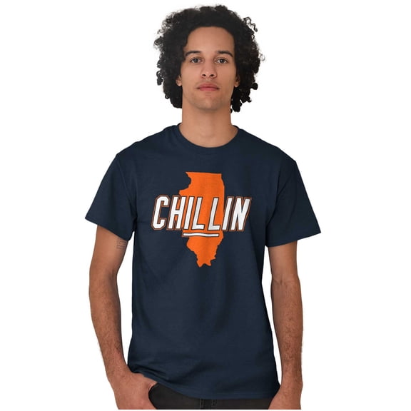 Chilin in Illinois Funny State Shape Men's Graphic T Shirt Tees Brisco Brands S