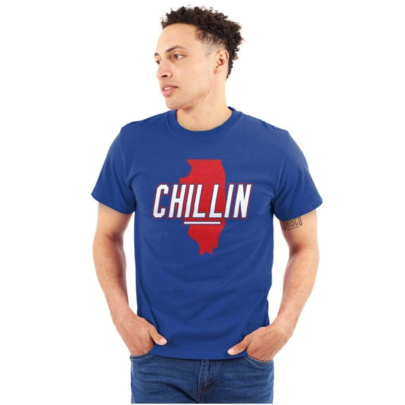Chilin in Illinois Funny State Shape Plus Size Crewneck Graphic Tee Shirt Brisco Brands 2X