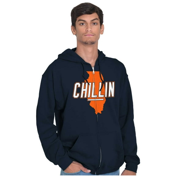Chilin in Illinois Funny State Shape Unisex Fleece Graphic Zip Up Hoodie Brisco Brands 4X