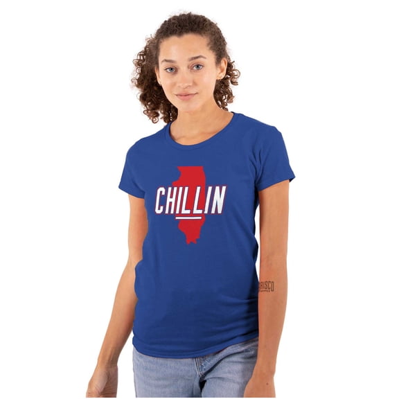 Chilin in Illinois Funny State Shape Womens Fitted Plus Size Graphic Tee Brisco Brands 2X
