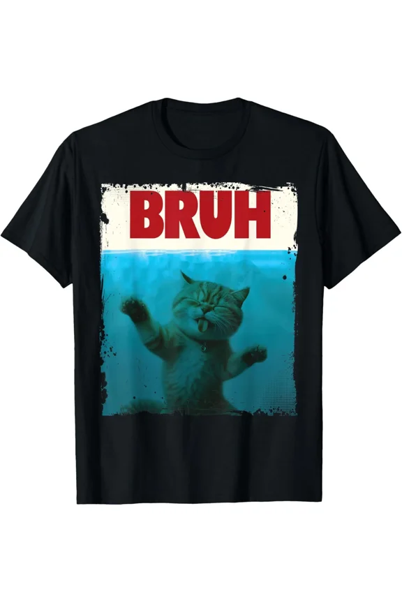 Chill Cat Bruh Meme Funny Saying Brother Greeting Teens Cat Gift Unisex T-Shirt