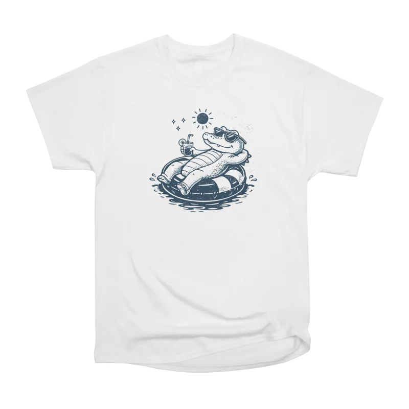 Chill Crocodile Pool Float Funny Summer Relaxation Retro Design T-Shirt ...