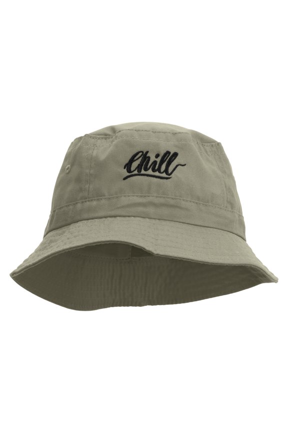 Chill Embroidered Bucket Hat - Natural OSFM