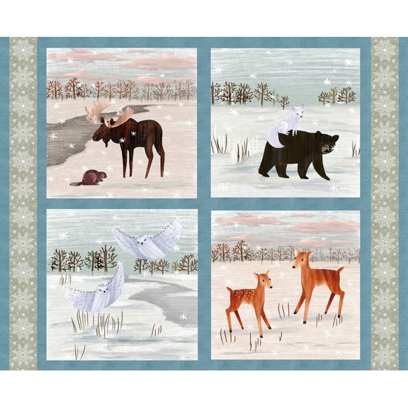 Chill Factor Wildlife 36" Panel Flannel Fabric (Panel)