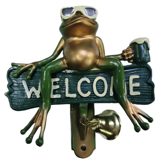 Chill Frog Doorbell for Door Knob Protections Cool Beer Frog Welcome bells for Home Garden Courtyard Decorations Gift