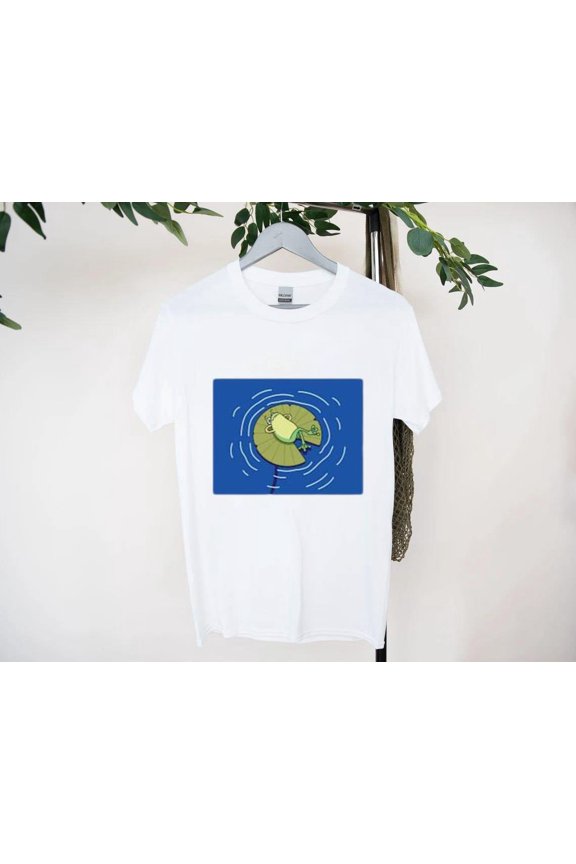 Chill Frog Relaxed Mood Cute Cartoon Zen Style Art T-Shirt, for men & women, up to size 5XL