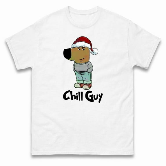 Chill Guy Christmas T Shirt,White Color,Size M
