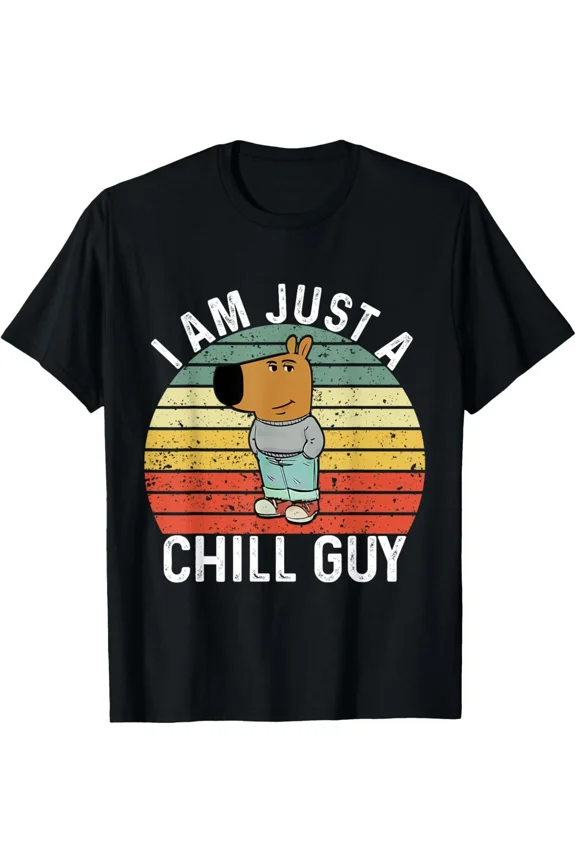 Chill Guy Meme Dog Cool Internet Trend Funny Retro Statement Unisex T-Shirt, up to size 5XL