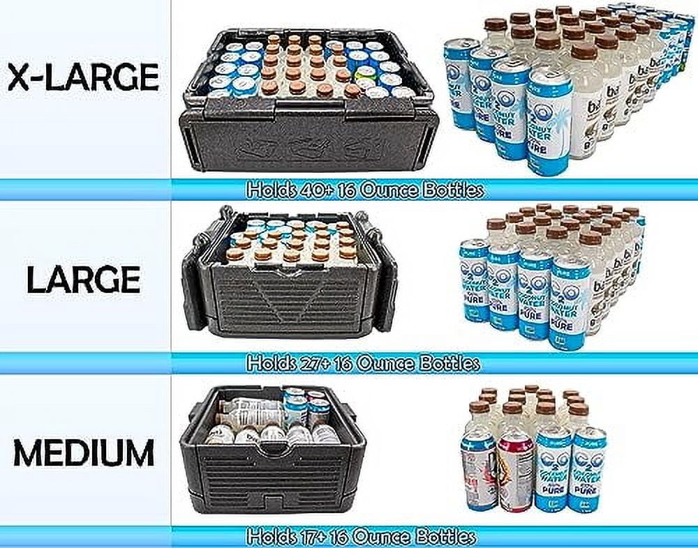 Chill Ice Collapsible Cooler Foam Chest Box - Insulated, Foldable, Portable, Lightweight, Iceless & Waterproof - Large Black