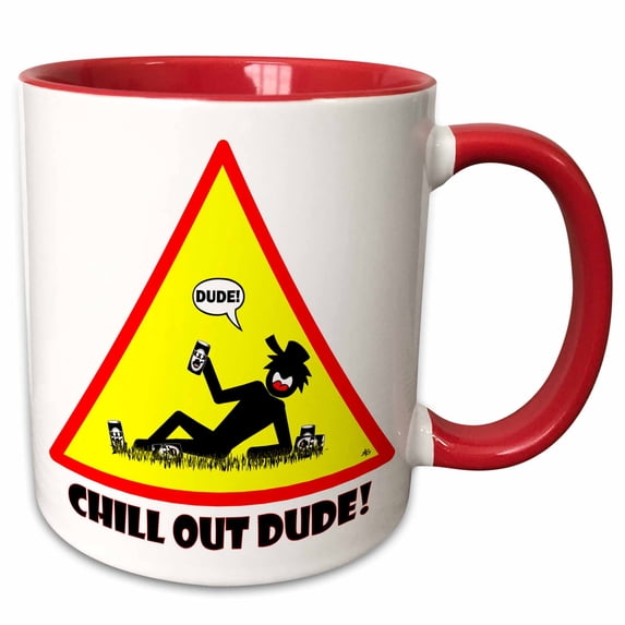 3drose, Chill Out Dude Triangle 1, 15oz Two-tone Red Mug