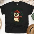 thumbnail image 1 of Chill Out It’s Christmas Penguin Tee | Cute Winter Graphic Shirt | Unisex Casual T-Shirt, Black, Size L, 1 of 6