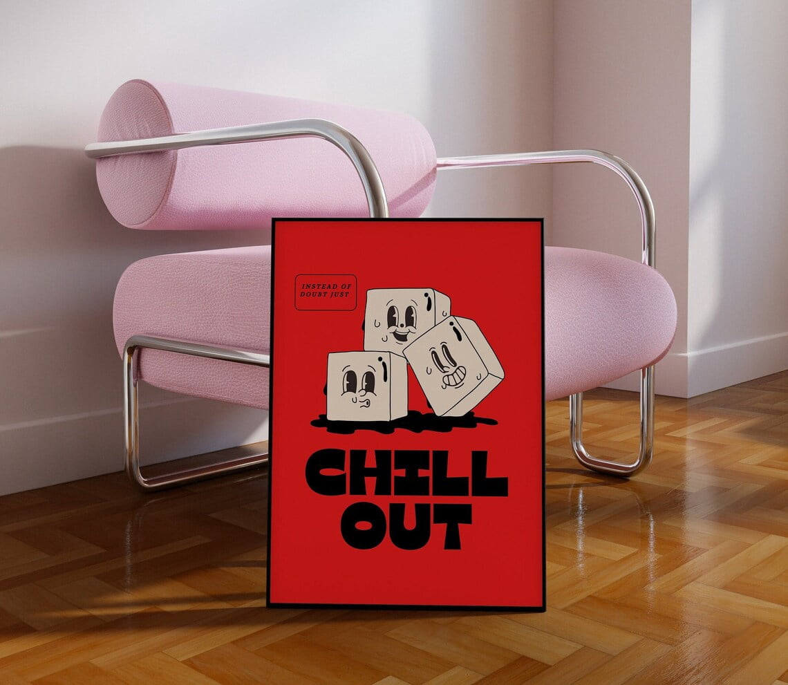 Chill OutRetro Cartoon Wall DecorLarge Printable ArtRetro Character