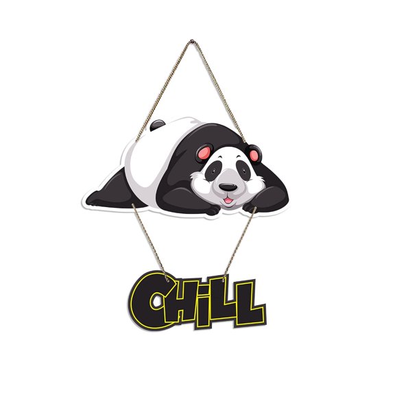 Chill Panda Printed Wooden Wall Hangers, Decorative Items With Quotes, Gifts | For Home Dcor, Office, Living Room | Modern Designer Decoration, Artworks Hangings | Model Number - WH_5714N
