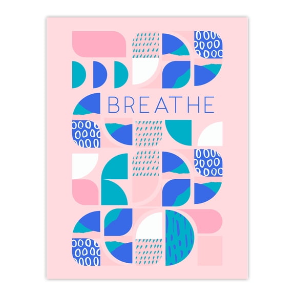 Chill Pattern Breathe Quote Affirmation Calm Pink Spa Unframed Wall Art Print Poster Home Decor Premium