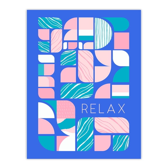 Chill Pattern Relax Quote Affirmation Calm Blue Spa Extra Large XL Wall Art Poster Print