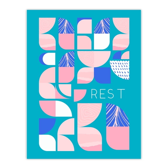 Chill Pattern Rest Quote Affirmation Calm Teal Spa Unframed Wall Art Print Poster Home Decor Premium