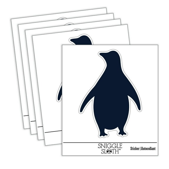 Chill Penguin Silhouette Car Window Bumper Water Bottle Phone Tablet Laptop Waterproof Vinyl Decal Sticker Set 5-Pack - Gloss Finish - 5.0"