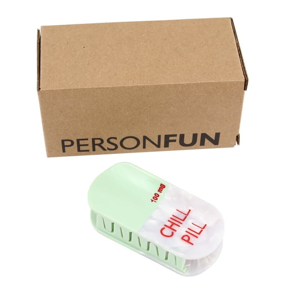 Chill Pill Hair Claw Clip Pharmacy Style Acetate Hair Claw for Women Birthday Gift 100mg Design Mint Green and White