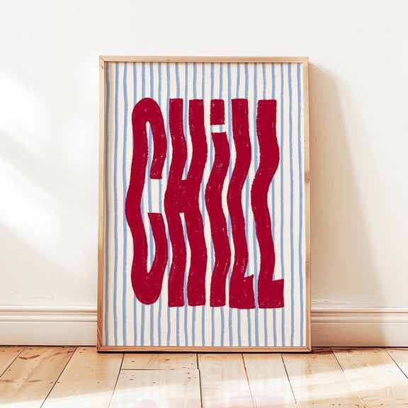 Chill Printable, Retro Wavy Affirmations Poster, Funky Apartment Wall Decor, Poster Only