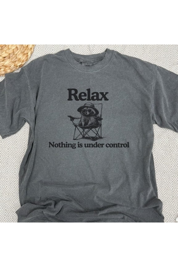 Chill Raccoon Vintage Shirt - Relax Nothing Is Under Control Trash Panda Tee, Summer Racoon Tee, Raccoon Chilling Vibes