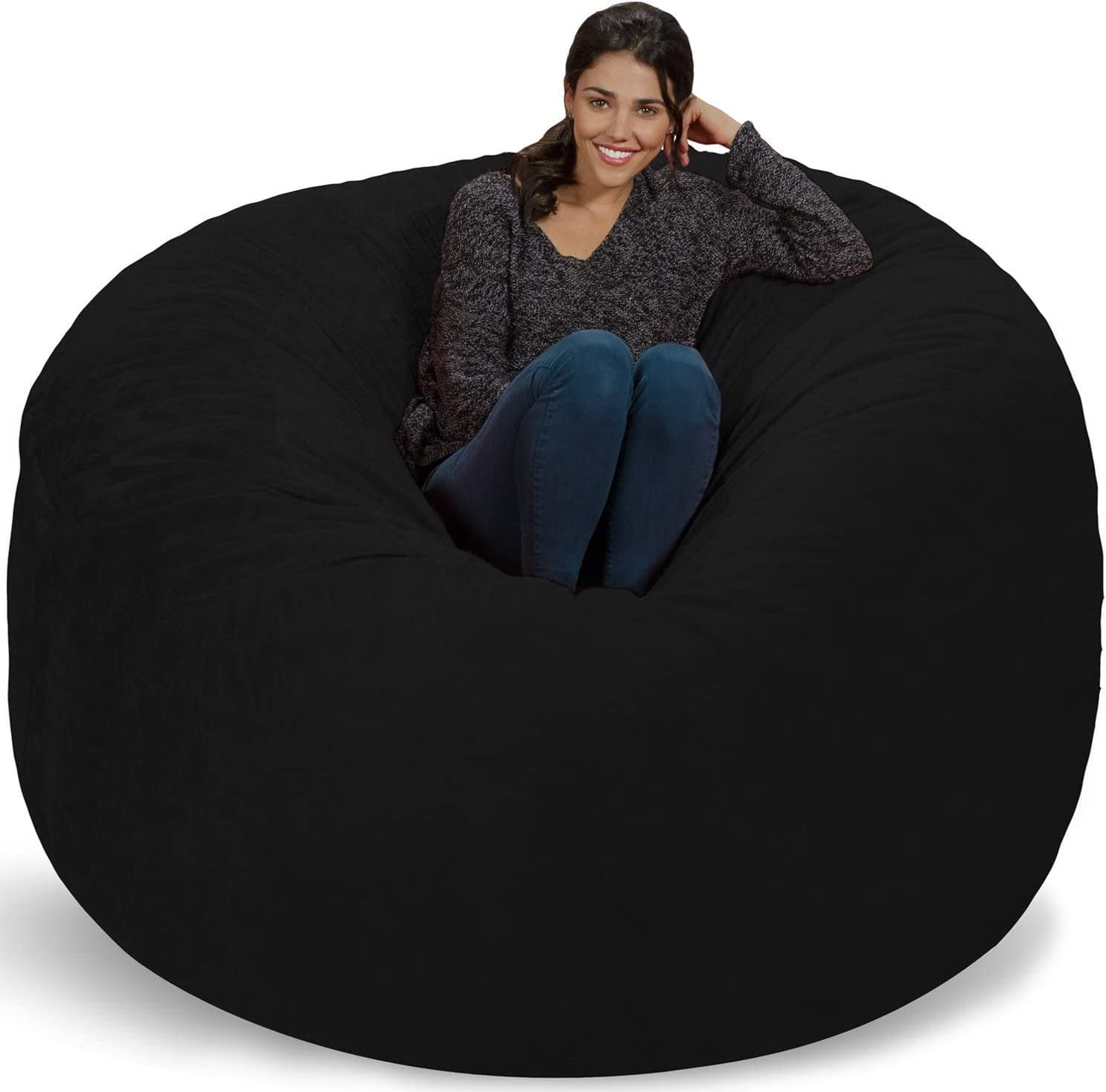 Chill Sack Giant Bean Bag Chair - 4' X 4' Memory Foam, Faux Linen Cover, Made In USA