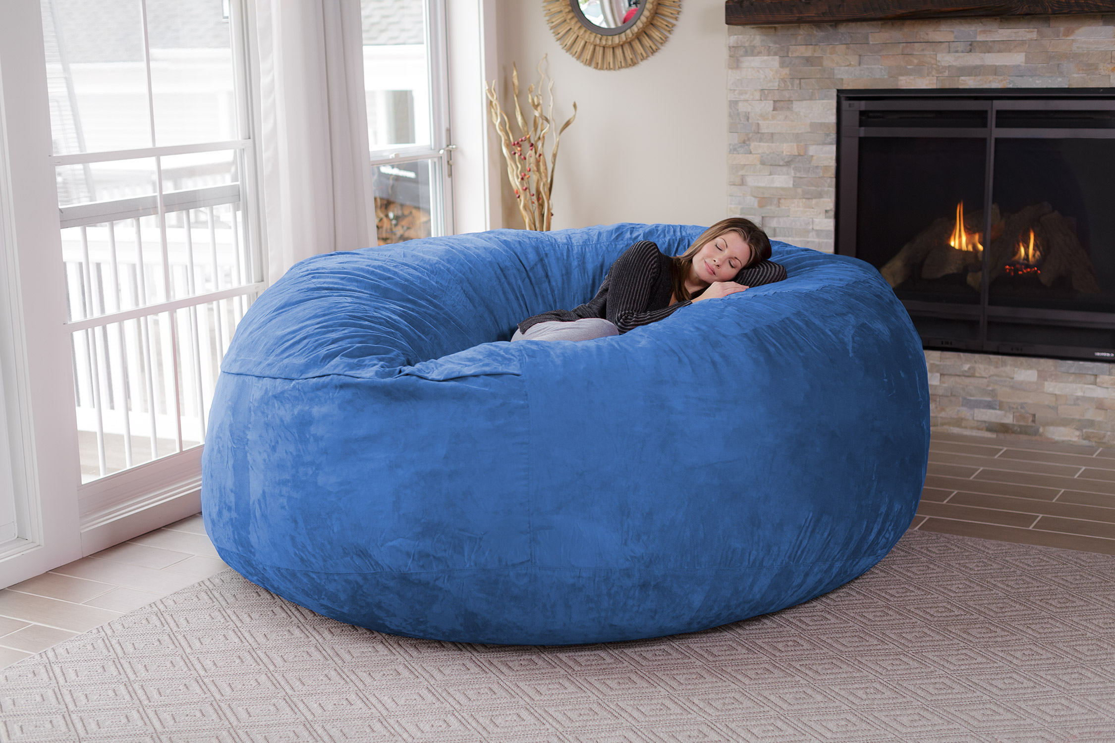 Chill Sack Bean Bag Chair, Memory Foam Lounger,Microsuede Cover, Adults,Teens, 8 ft, Royal Blue - image 1 of 1