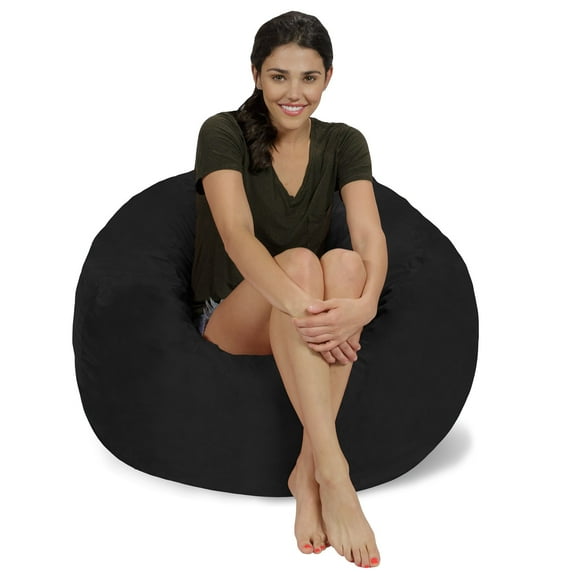 Chill Sack Bean Bag Chair, Memory Foam Lounger with Micorsuede Cover, Kids, 3 ft, Black