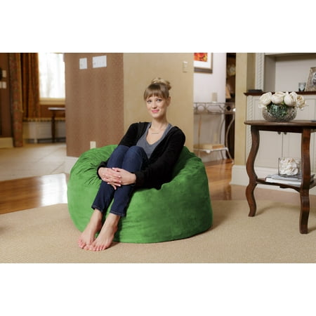 Chill Sack Bean Bag Chair, Memory Foam Lounger with Micorsuede Cover, Kids, 3 ft, Lime