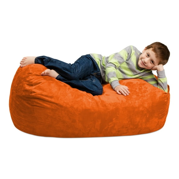 Chill Sack Bean Bag Chair, Memory Foam Lounger with Microsuede Cover, Kids, 2.5 ft, Orange