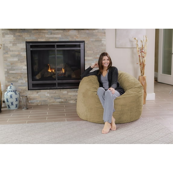 Chill Sack Bean Bag Chair, Memory Foam Lounger with Microsuede Cover, Kids, Adults, 4 ft, Camel