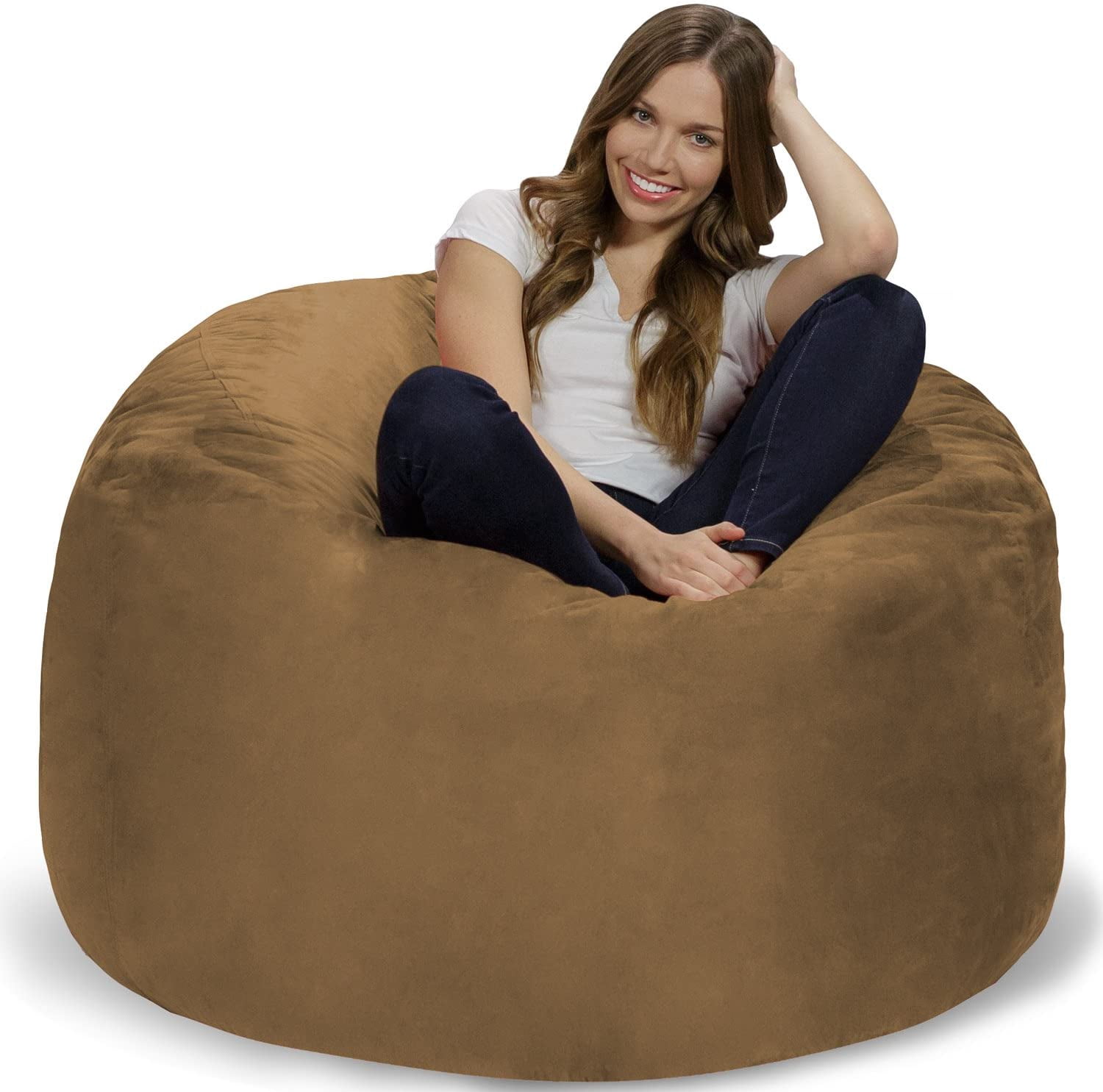 Chill Sack Bean Bag Chair, Memory Foam Lounger with Microsuede Cover, Kids, Adults, 4 ft, Earth