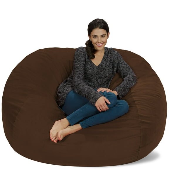 Chill Sack Bean Bag Chair, Memory Foam Lounger with Microsuede Cover, Kids, Adults, 5 ft, Brown