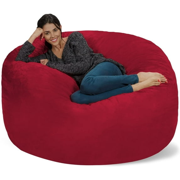 Chill Sack Bean Bag Chair, Memory Foam Lounger with Microsuede Cover, Kids, Adults, 5 ft, Cinnabar