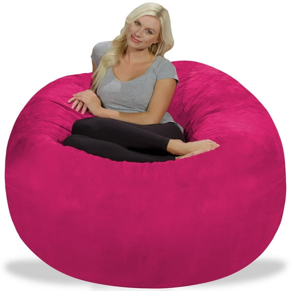 Chill Sack Bean Bag Chair, Memory Foam Lounger with Microsuede Cover, Kids, Adults, 5 ft, Pink