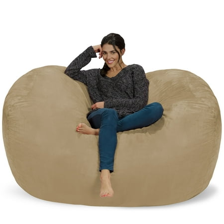 Chill Sack Bean Bag Chair, Memory Foam Lounger with Microsuede Cover, Kids, Adults, 6 ft, Camel