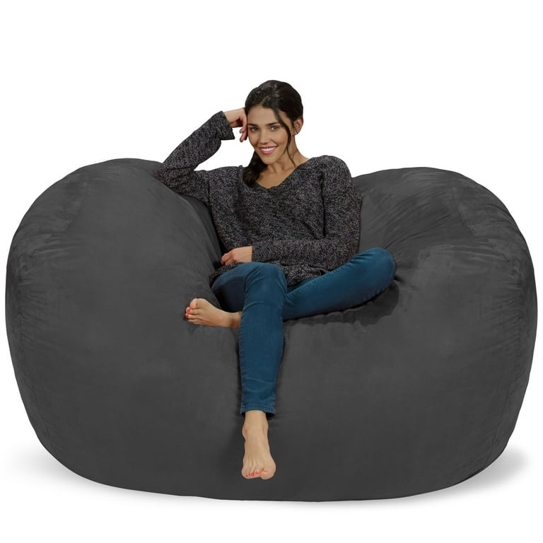 Chill Sack Bean Bag Chair, Memory Foam Lounger with Microsuede Cover, Kids,  Adults, 6 ft, Charcoal