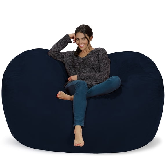 Chill Sack Bean Bag Chair, Memory Foam Lounger with Microsuede Cover, Kids, Adults, 6 ft, Navy