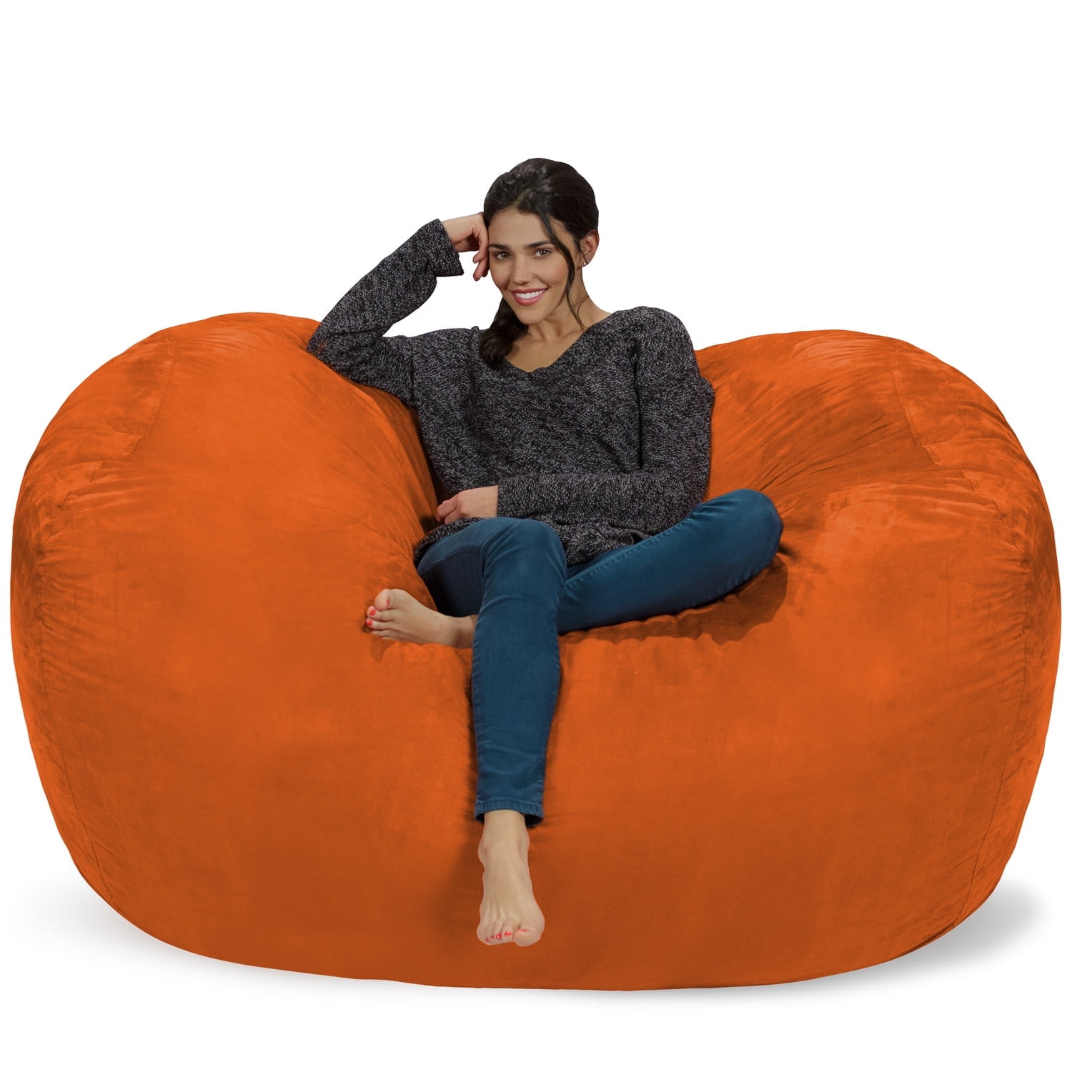 6' Huge Bean Bag Chair With Memory Foam Filling And Washable Cover