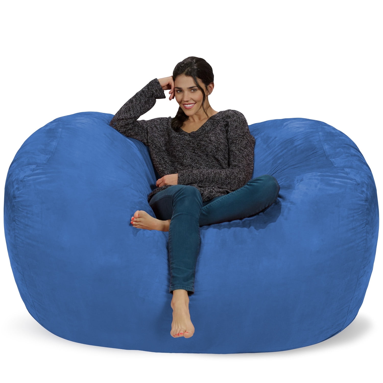 Chill Sack Bean Bag Chair, Memory Foam Lounger with Microsuede Cover, Kids,  Adults, 8 ft, Royal Blue