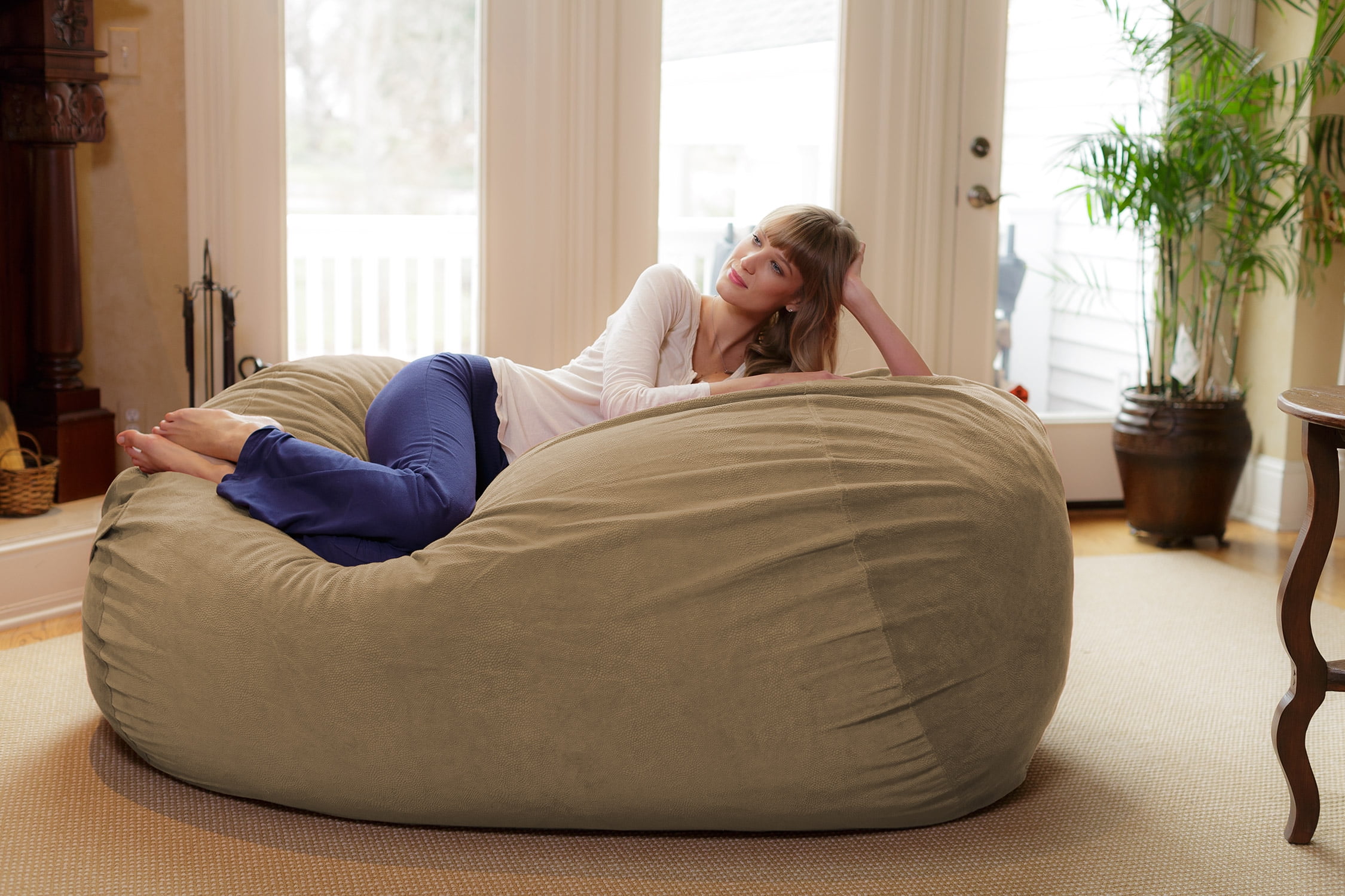 チルサック(Chill Sack) ビーンバッグチェア キャメルベージュ Free Shipping! Chill Sack 6 ft Bean Bag Chair, Memory Foam Lounger
