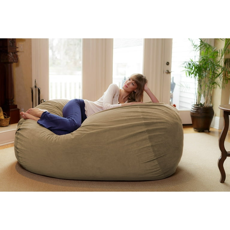 Chill Sack Bean Bag Chair, Memory Foam Lounger with Microsuede Cover, Kids,  Adults, 7 ft, Navy 