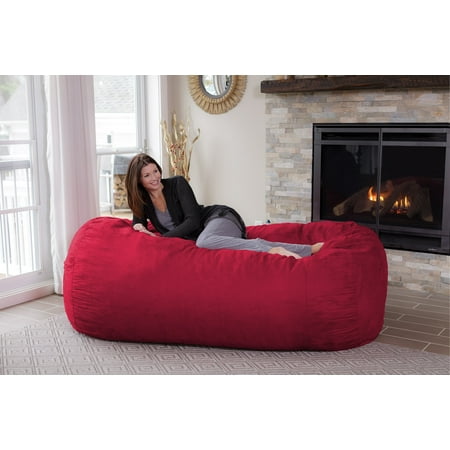 Chill Sack Bean Bag Chair, Memory Foam Lounger with Microsuede Cover, Kids, Adults, 7.5 ft, Cinnabar