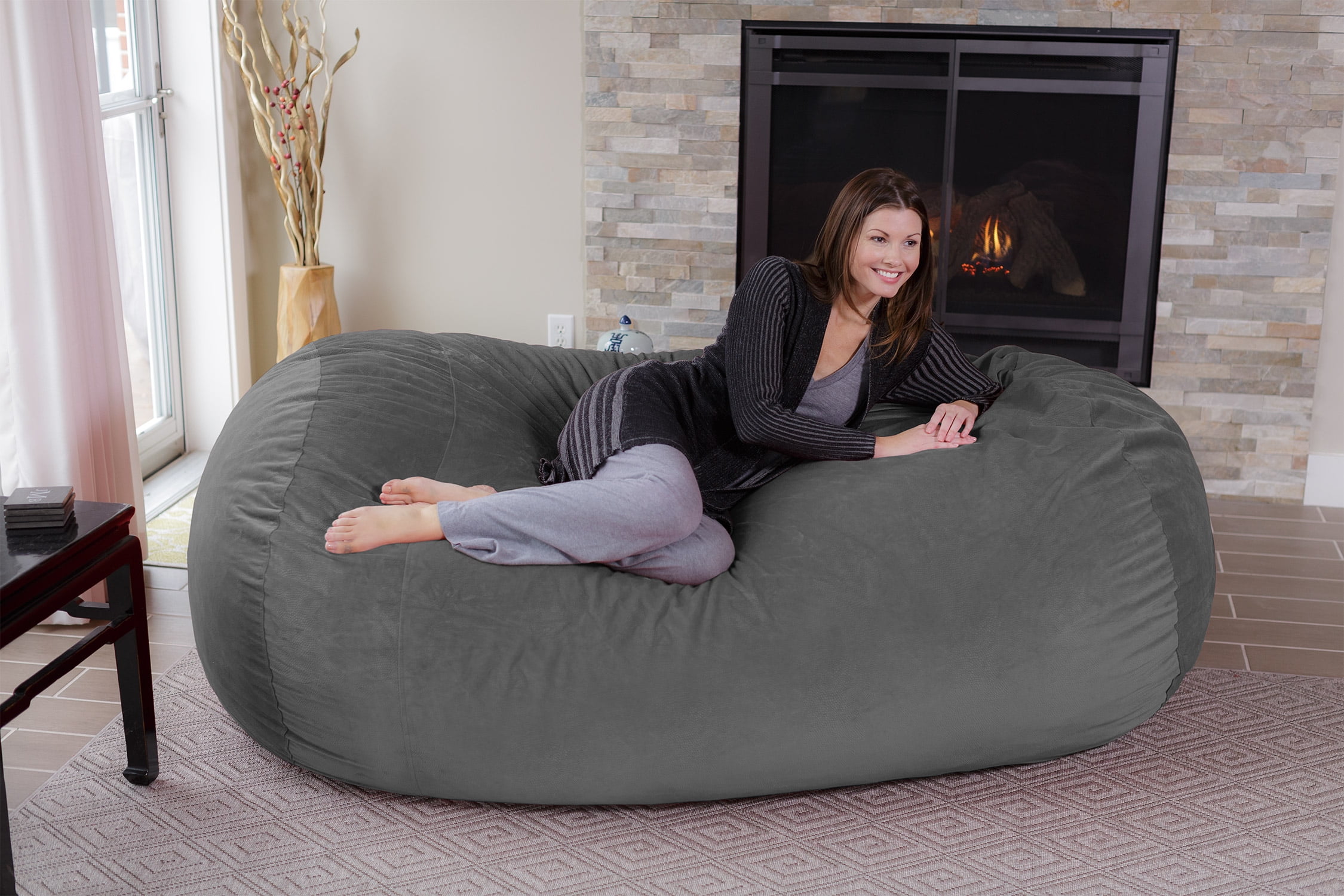 4' Bean Bag Chair With Memory Foam Filling And Washable Cover Black - Relax  Sacks : Target