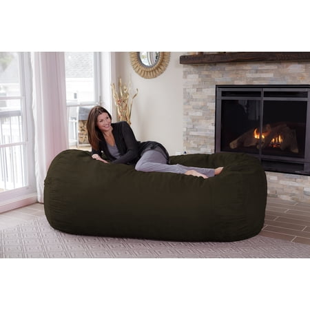 Chill Sack Bean Bag Chair, Memory Foam Lounger with Microsuede Cover, Kids, Adults, 7.5 ft, Olive
