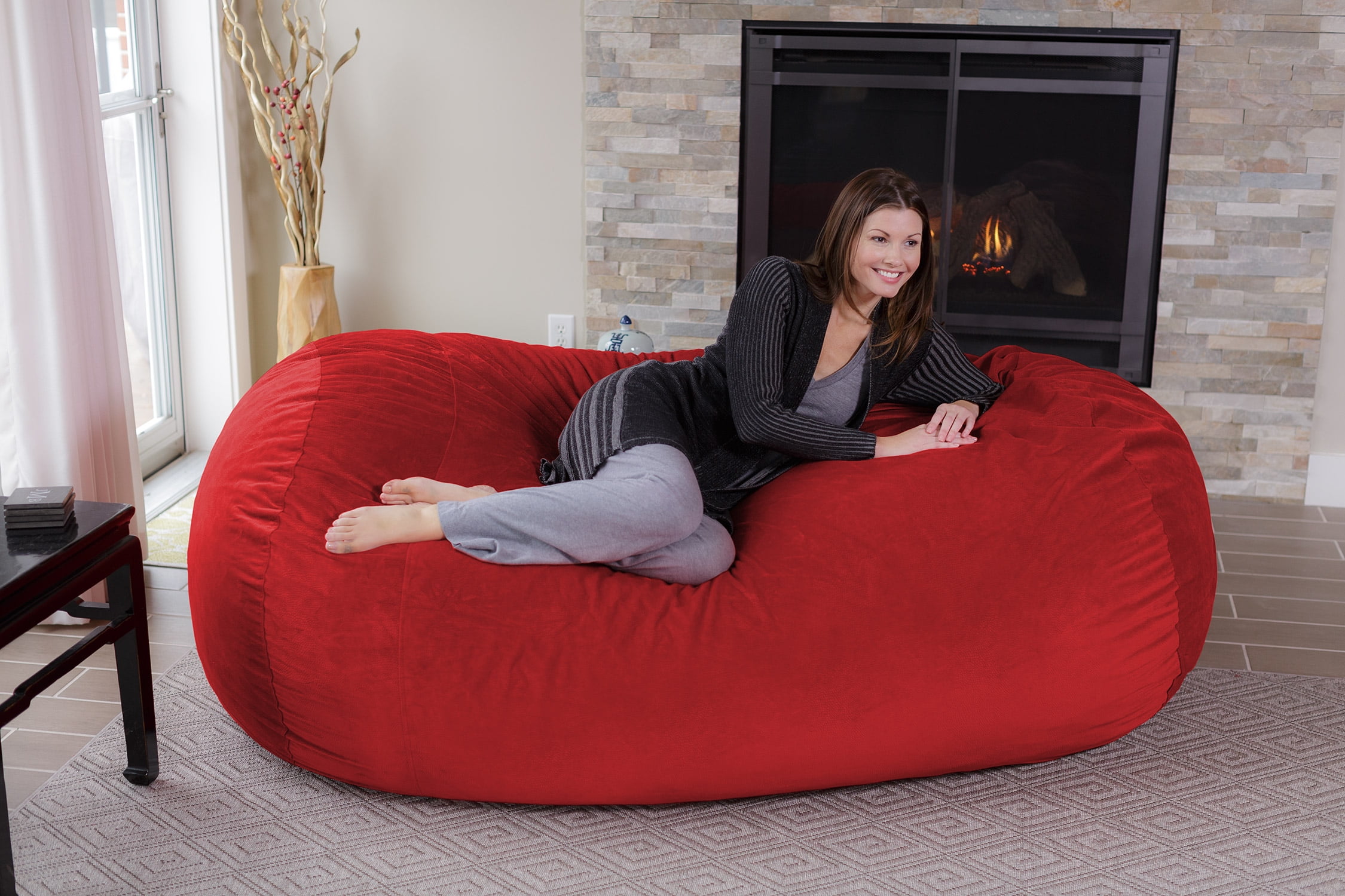 6' Large Bean Bag Lounger With Memory Foam Filling And Washable