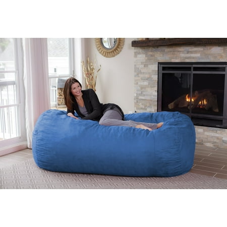 Chill Sack Bean Bag Chair, Memory Foam Lounger with Microsuede Cover, Kids, Adults, 7.5 ft, Royal Blue