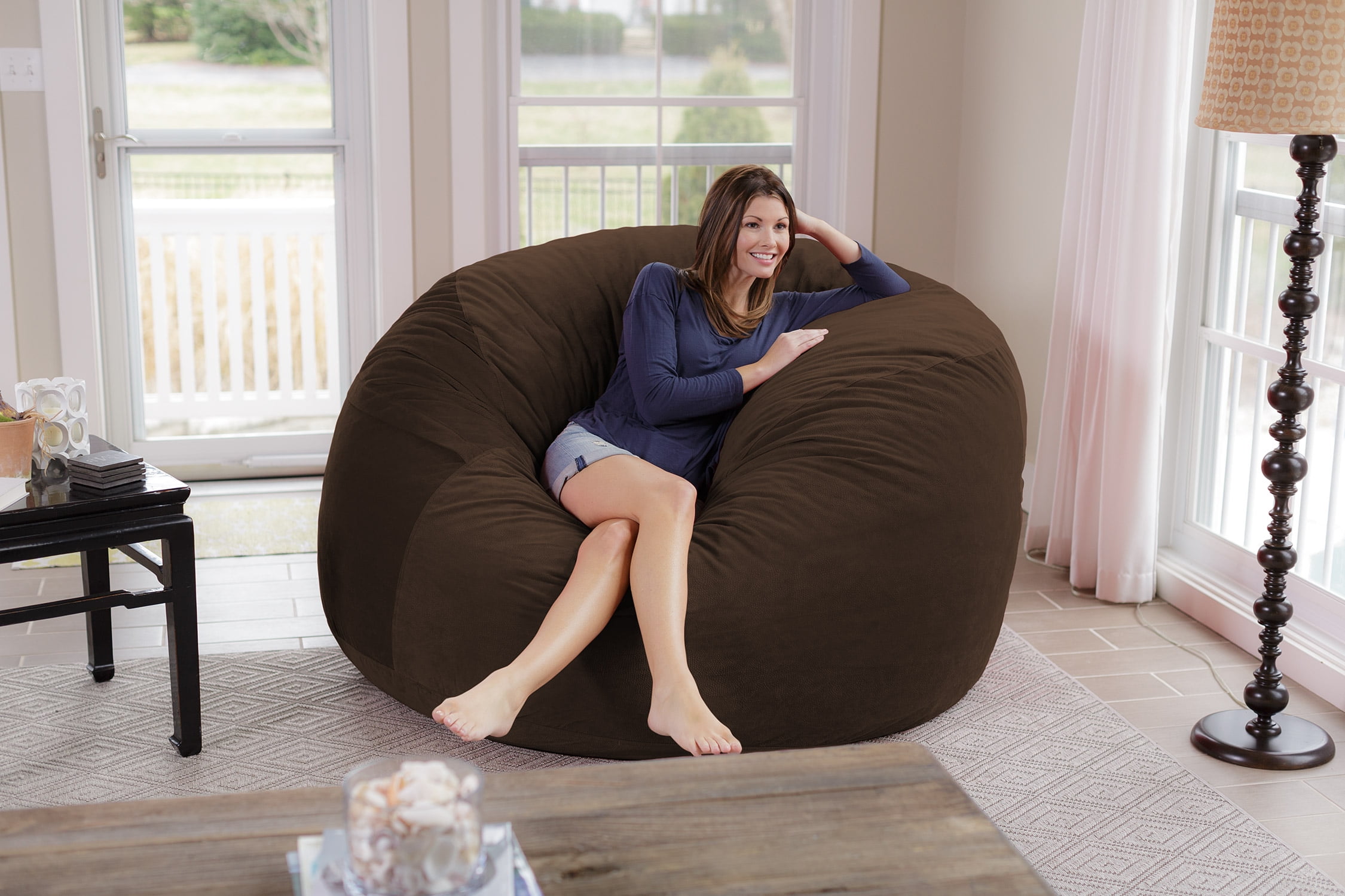 5' Large Bean Bag Chair with Memory Foam Filling and Washable Cover  Charcoal - Relax Sacks