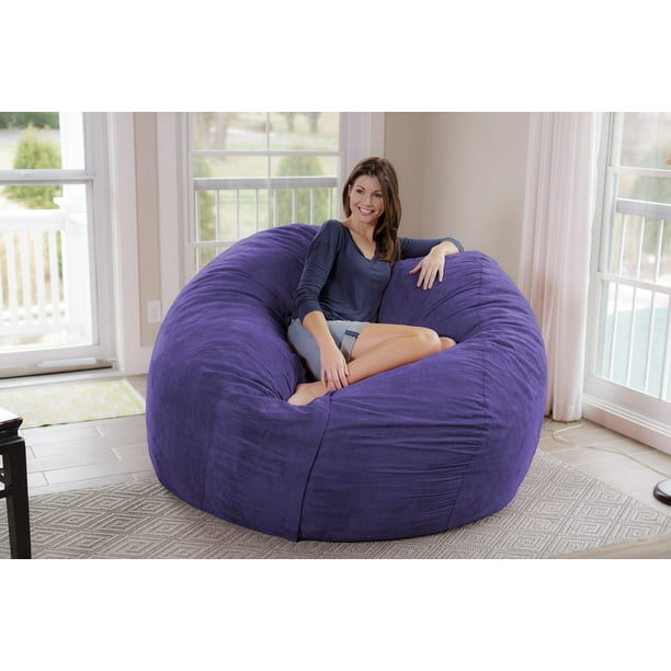 Chill Sack Bean Bag Chair Memory Foam Lounger with Microsuede Cover Kids Adults 7 ft Purple Walmart Business Supplies